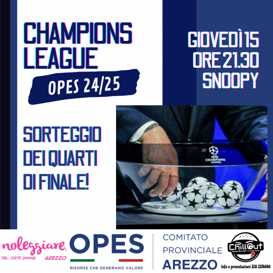 CHAMPIONS LEAGUE OPES: SORTEGGI QUARTI DI FINALE